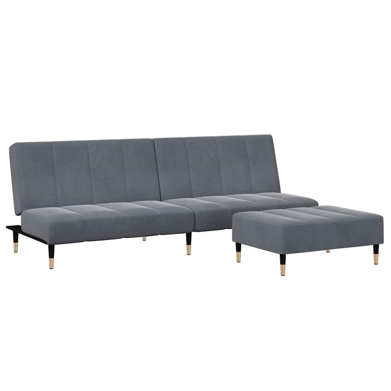 Bowery Hill Contemporary Compact Sofa Bed in Dark Grey Polyester Velvet