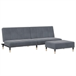 Bowery Hill Contemporary Compact Sofa Bed in Dark Grey Polyester Velvet