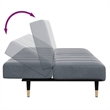 Bowery Hill Contemporary Compact Sofa Bed in Dark Grey Polyester Velvet