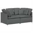 Bowery Hill Contemporary Modular Sofa in Dark Gray Finish Fabric
