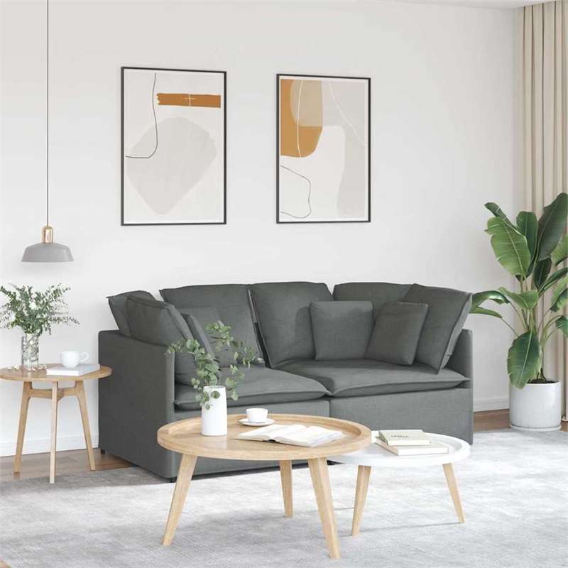 Bowery Hill Contemporary Modular Sofa in Dark Gray Finish Fabric
