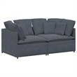 Bowery Hill Contemporary Oversized Modular Sofa in Dark Grey Velvet