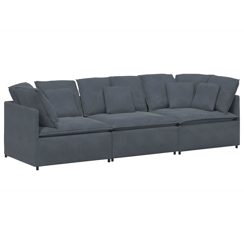 Bowery Hill Contemporary Large Modular Sofa in Dark Grey Velvet