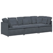 Bowery Hill Contemporary Large Modular Sofa in Dark Grey Velvet
