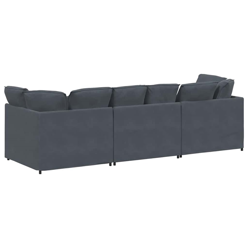 Bowery Hill Contemporary Large Modular Sofa in Dark Grey Velvet