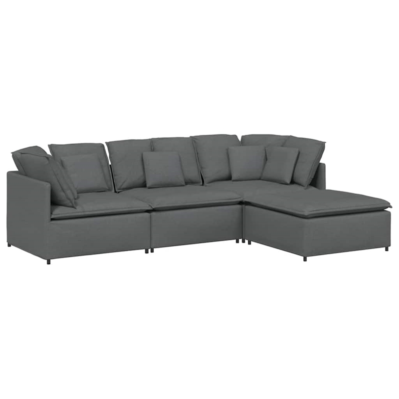 Bowery Hill Contemporary Large Modular Sofa in Dark Grey Fabric