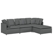 Bowery Hill Contemporary Large Modular Sofa in Dark Grey Fabric