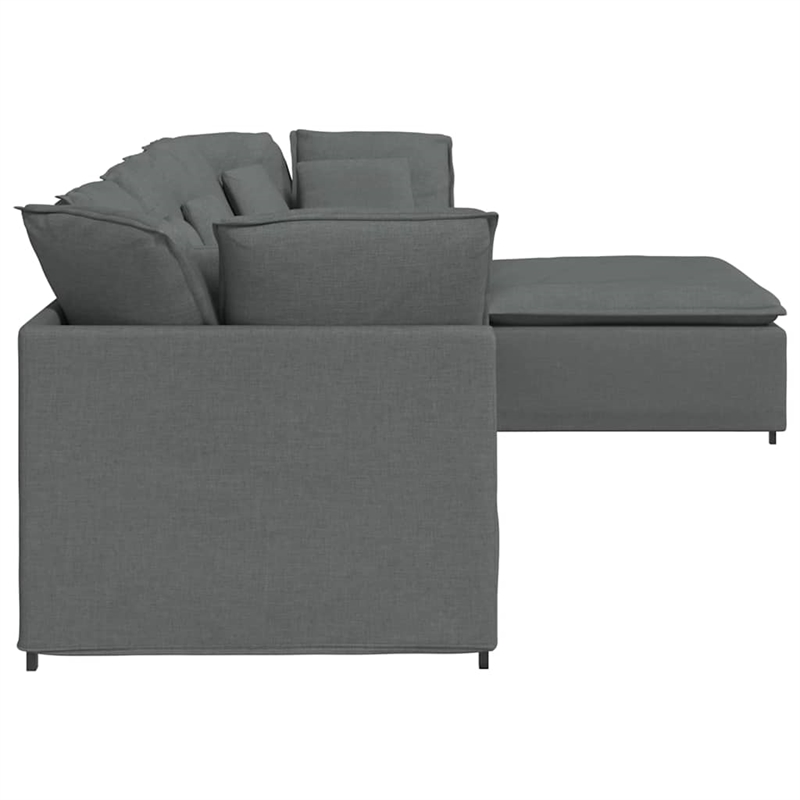 Bowery Hill Contemporary Large Modular Sofa in Dark Grey Fabric