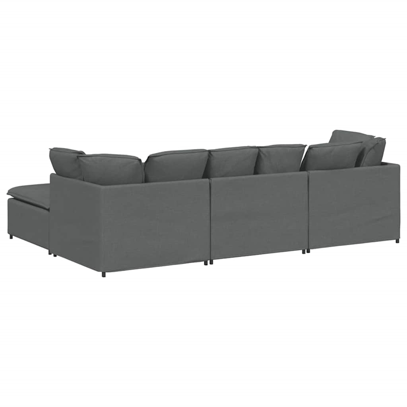 Bowery Hill Contemporary Large Modular Sofa in Dark Grey Fabric