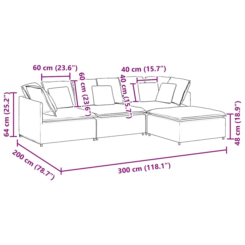 Bowery Hill Contemporary Large Modular Sofa in Dark Grey Fabric