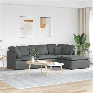 Bowery Hill Contemporary Large Modular Sofa in Dark Grey Fabric