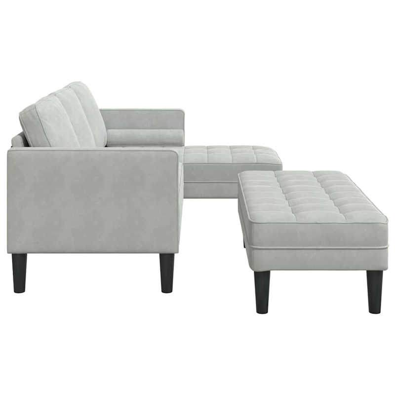 Bowery Hill Contemporary 2 Pcs Sectional Sofa Set in Light Gray Velvet