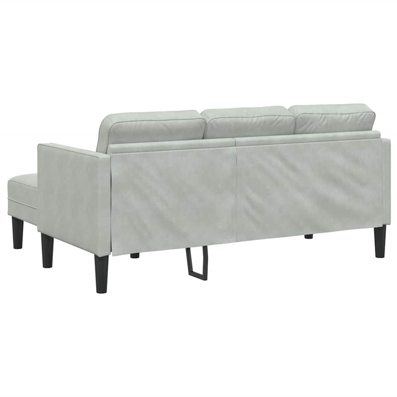 Bowery Hill Contemporary 2 Pcs Sectional Sofa Set in Light Gray Velvet