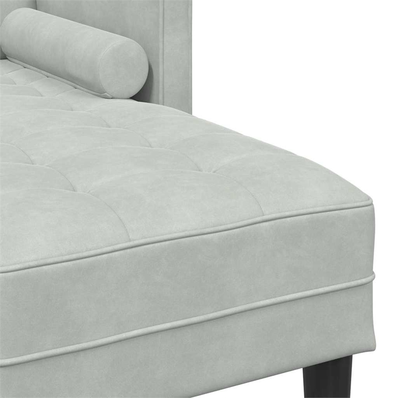 Bowery Hill Contemporary 2 Pcs Sectional Sofa Set in Light Gray Velvet