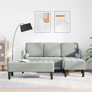 Bowery Hill Contemporary 2 Pcs Sectional Sofa Set in Light Gray Velvet