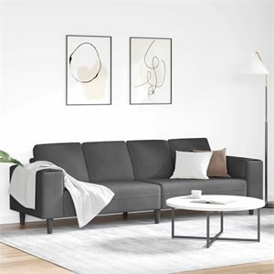 Bowery Hill Fabric Sofa with Cushion in Dark Grey Corduroy Fabric