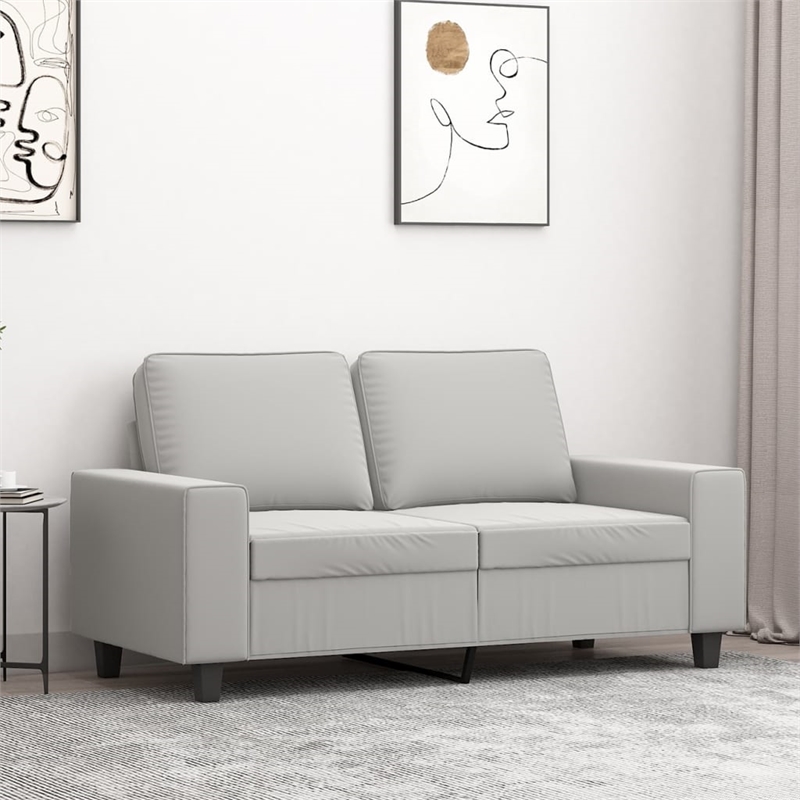 Bowery Hill Contemporary 2-Seater Sofa in Light Gray Microfiber