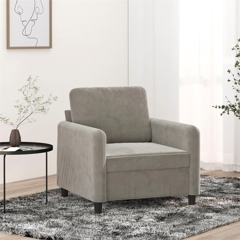 Bowery Hill Single Sofa Chair in Light Gray Polyester Velvet