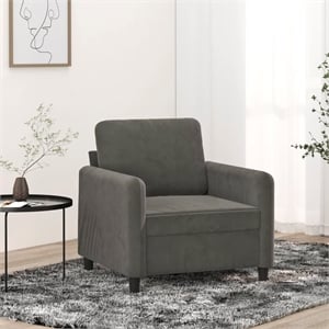 Bowery Hill Contemporary Single Sofa Chair in Dark Grey Polyester Velvet