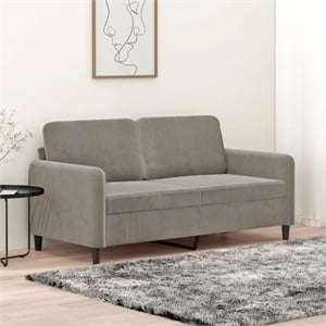 Bowery Hill Metal 2-Seater Sofa in Light Gray Polyester Velvet