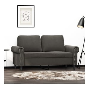 Bowery Hill Contemporary Metal 2-Seater Sofa in Dark Grey Polyester