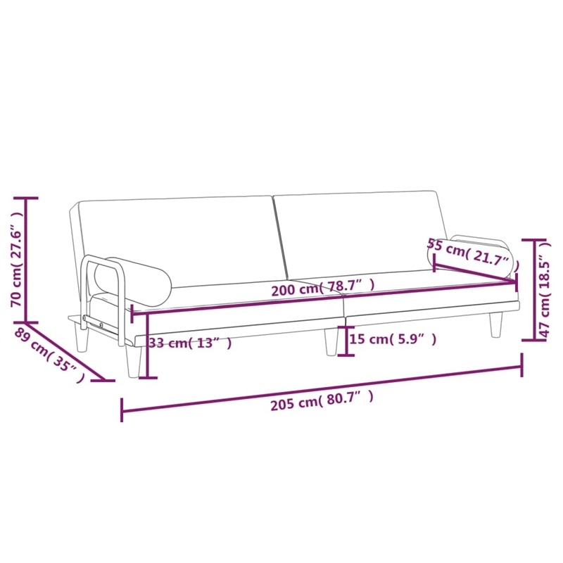 Bowery Hill Contemporary Large Sofa Bed in Light Grey Polyester