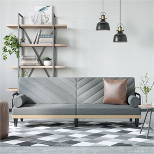 Bowery Hill Contemporary Large Sofa Bed in Light Grey Polyester