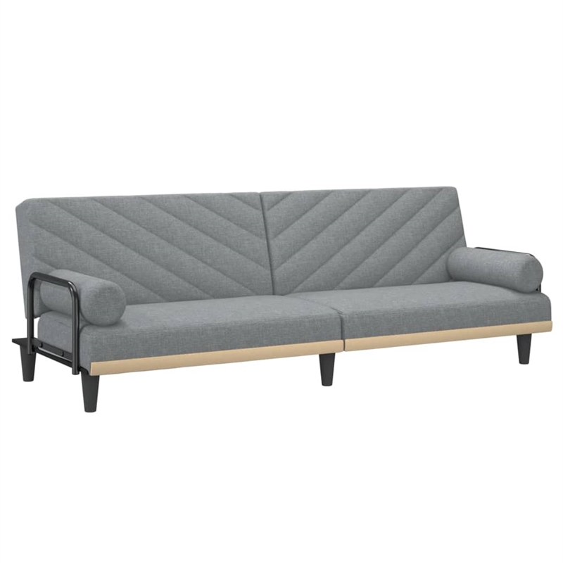 Bowery Hill Contemporary Large Sofa Bed in Light Grey Polyester