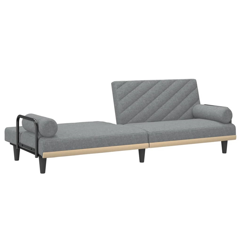 Bowery Hill Contemporary Large Sofa Bed in Light Grey Polyester