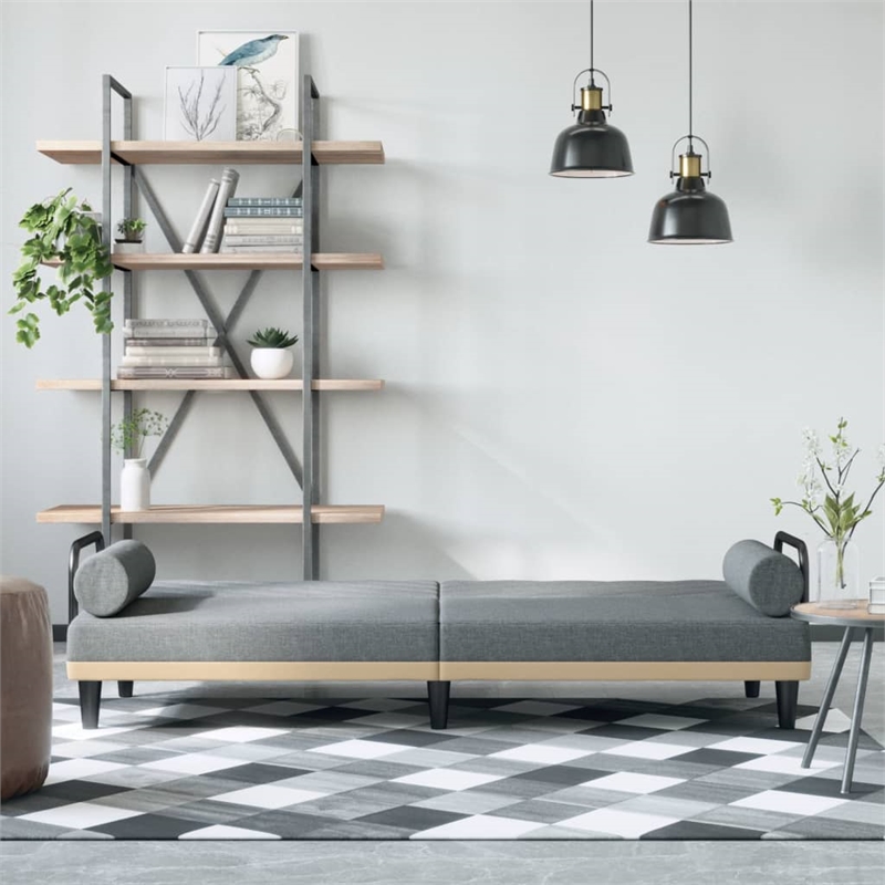 Bowery Hill Contemporary Large Sofa Bed in Light Grey Polyester