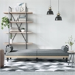 Bowery Hill Contemporary Large Sofa Bed in Light Grey Polyester