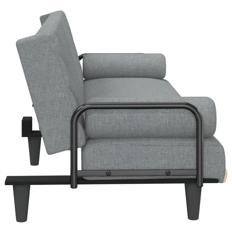 Bowery Hill Contemporary Large Sofa Bed in Light Grey Polyester