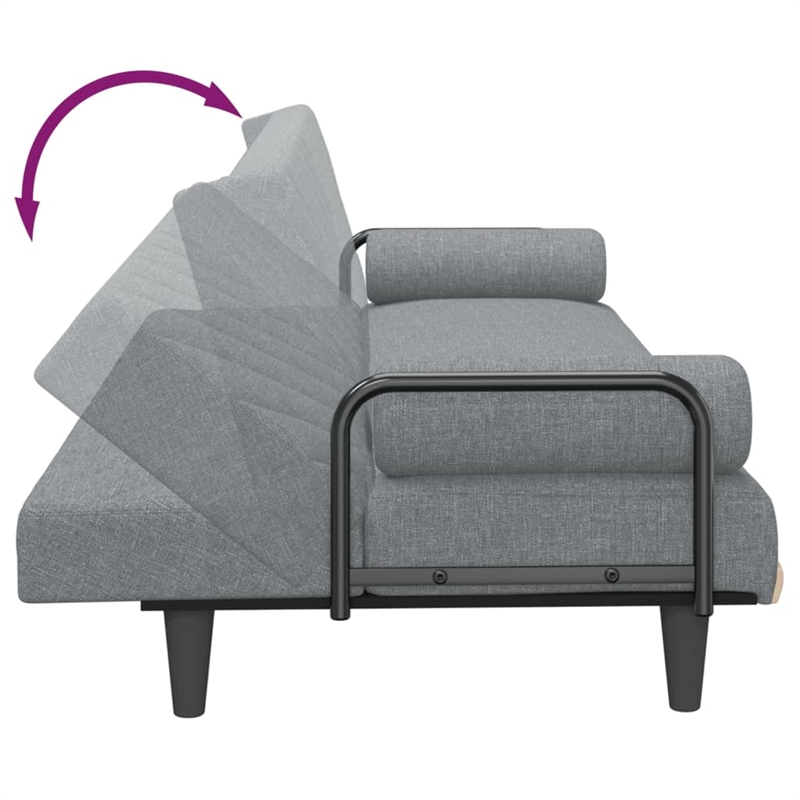 Bowery Hill Contemporary Large Sofa Bed in Light Grey Polyester