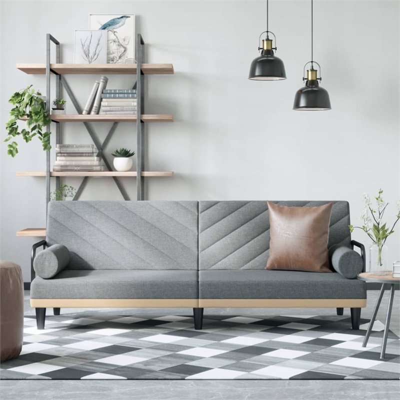 Bowery Hill Contemporary Large Sofa Bed in Light Grey Polyester