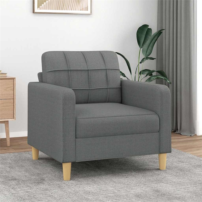 Bowery Hill Contemporary Single Sofa Chair in Dark Grey Polyester