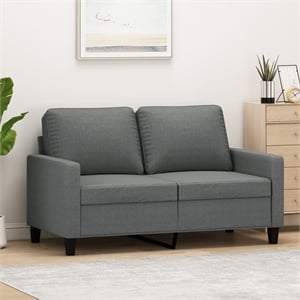 Bowery Hill Contemporary Metal 2-Seater Sofa Dark Gray Polyester Fabric