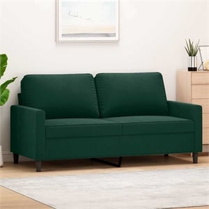 Bowery Hill Modern / Contemporary Velvet 2-Seater Sofa in Dark Green