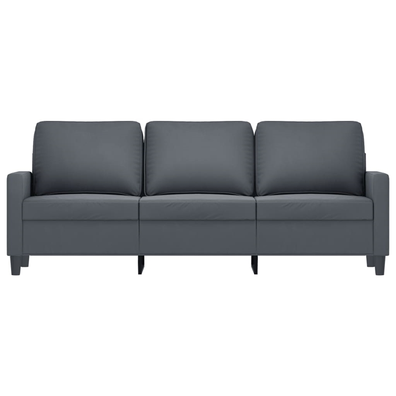 Bowery Hill Contemporary Metal 3-Seater Sofa in Dark Gray Velvet