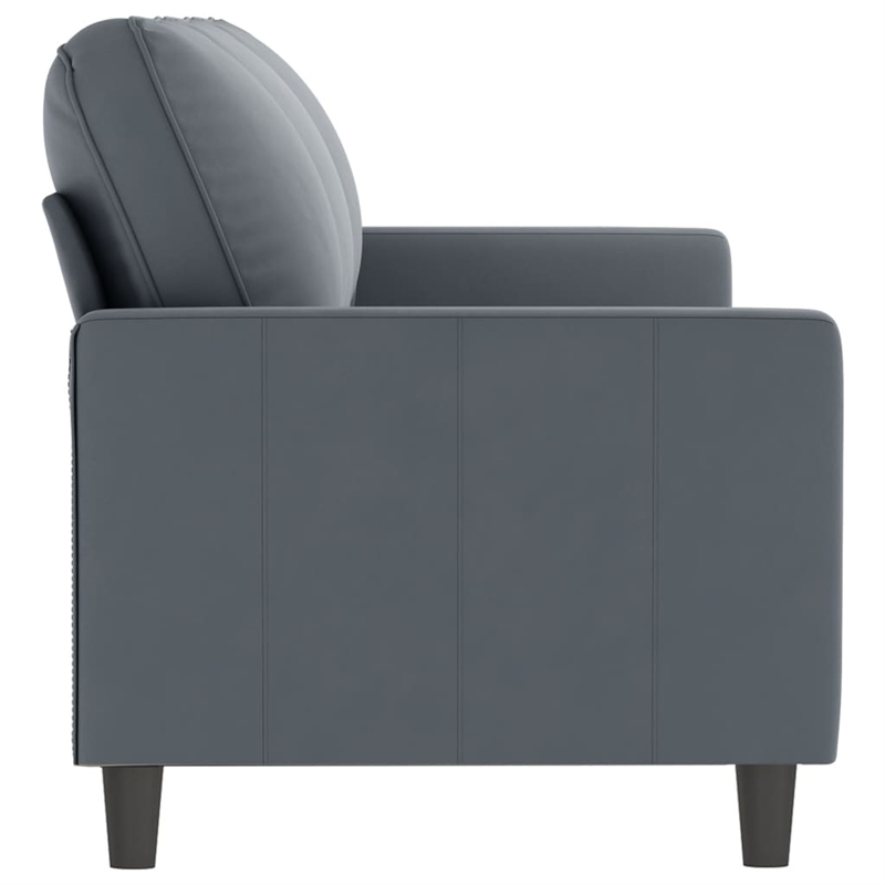 Bowery Hill Contemporary Metal 3-Seater Sofa in Dark Gray Velvet