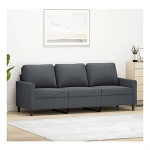 Bowery Hill Contemporary Metal 3-Seater Sofa in Dark Gray Velvet