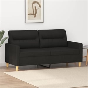 Bowery Hill Contemporary Metal 2-Seater Sofa in Black Polyester