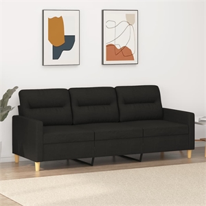 Bowery Hill Contemporary Metal 3-Seater Sofa in Black Polyester Fabric