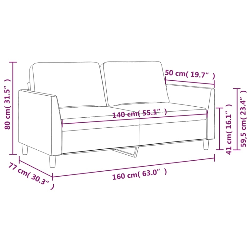 Bowery Hill Contemporary 2-Seater Sofa in Black Faux Leather
