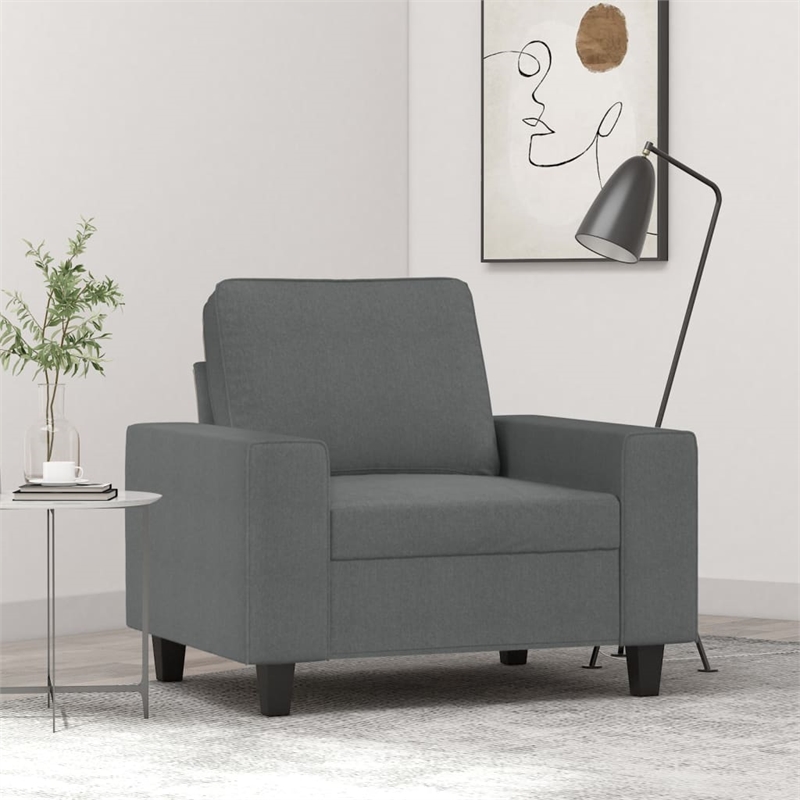 Bowery Hill Contemporary Single Sofa Chair in Dark Grey Polyester