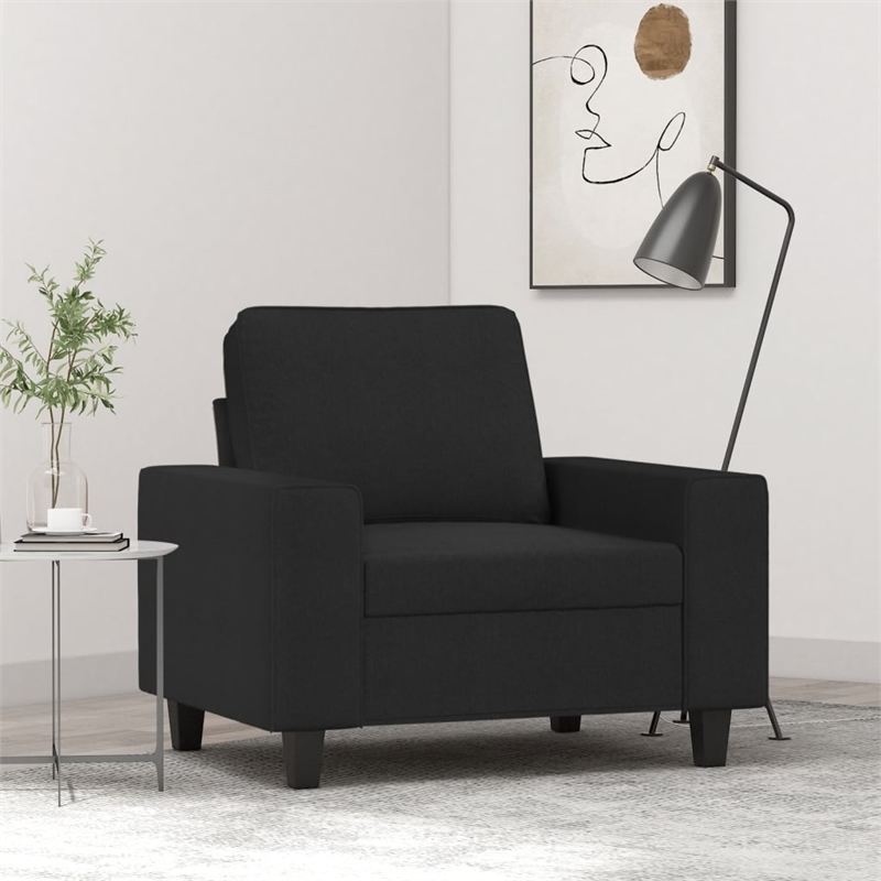 Bowery Hill Contemporary Single Sofa Chair in Black Polyester