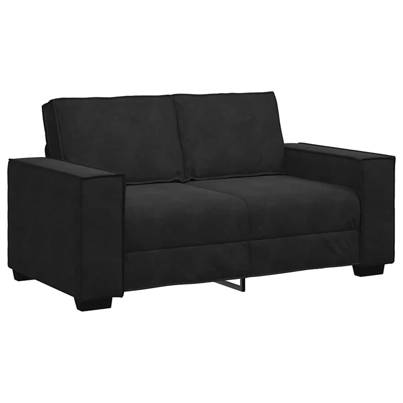Bowery Hill Contemporary Velvet 2-Seater Sofa in Black Finish