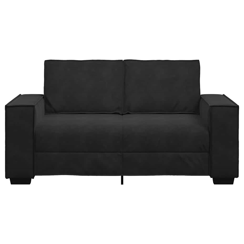 Bowery Hill Contemporary Velvet 2-Seater Sofa in Black Finish