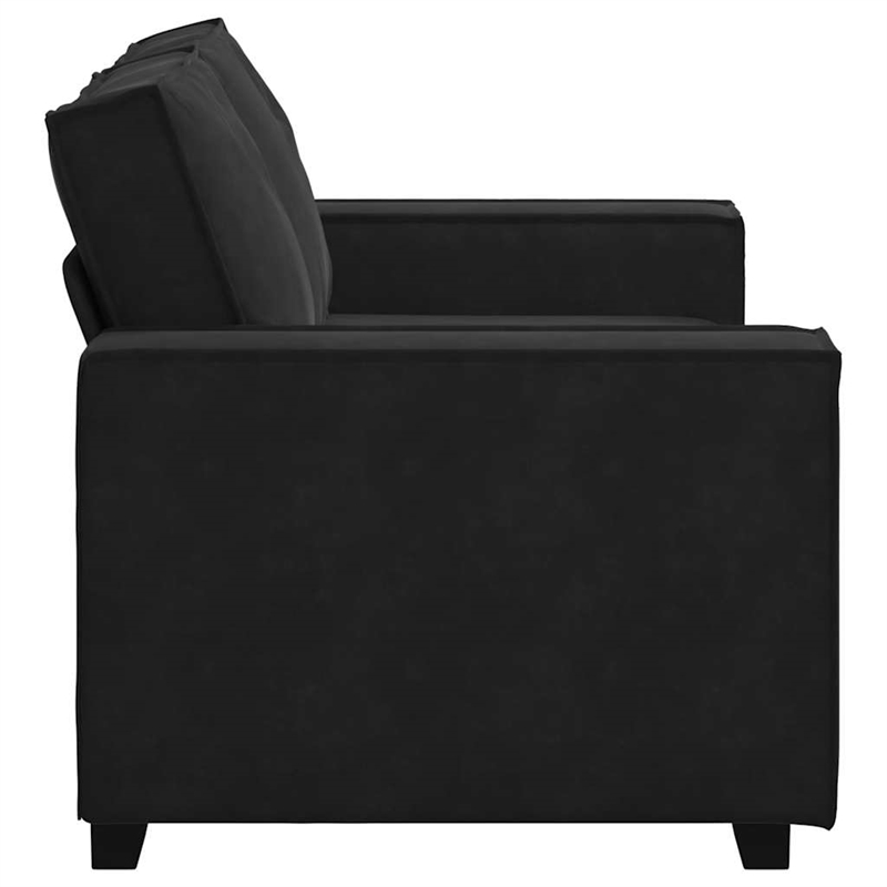Bowery Hill Contemporary Velvet 2-Seater Sofa in Black Finish