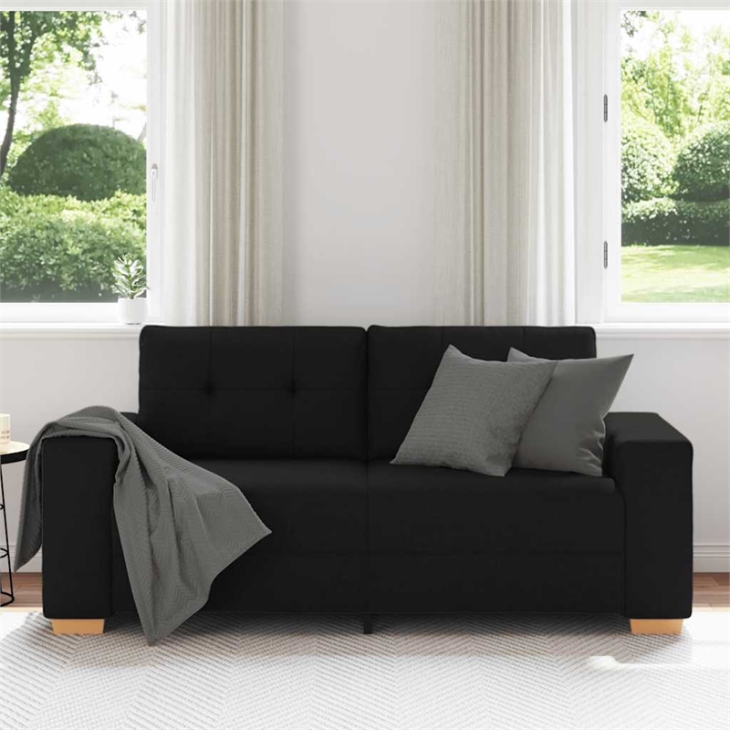 Bowery Hill Contemporary Polyester 2-Seater Loveseat Sofa in Black
