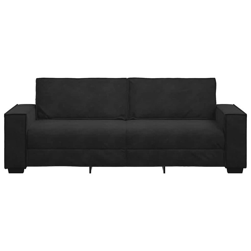 Bowery Hill Contemporary 3-Seater Sofa in Black Finish Velvet
